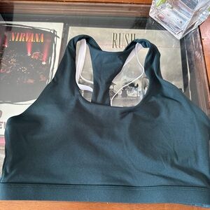 Fabletics Green/White Razorback Sports Bra